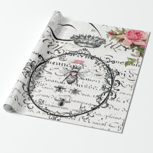 Papel De Presente Poster de Decoupage da mobília da abelha de rainh