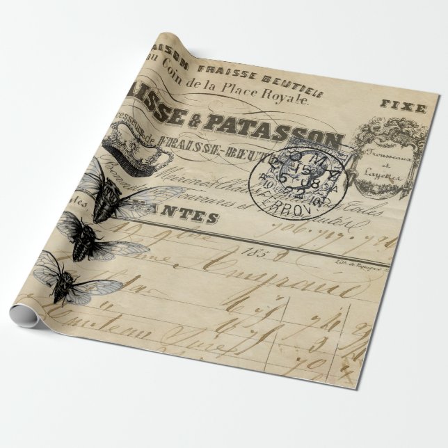 Papel De Presente Poster de Decoupage das coisas efêmeras (Desenrolado)