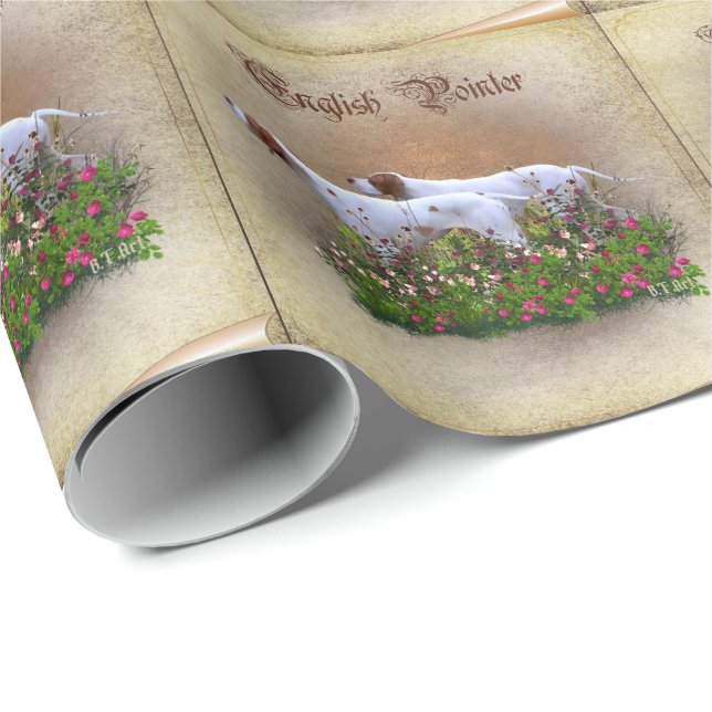Papel De Presente Poster de Tapeçaria em Tríptico do Pointer Inglês  (Ponta do rolo)