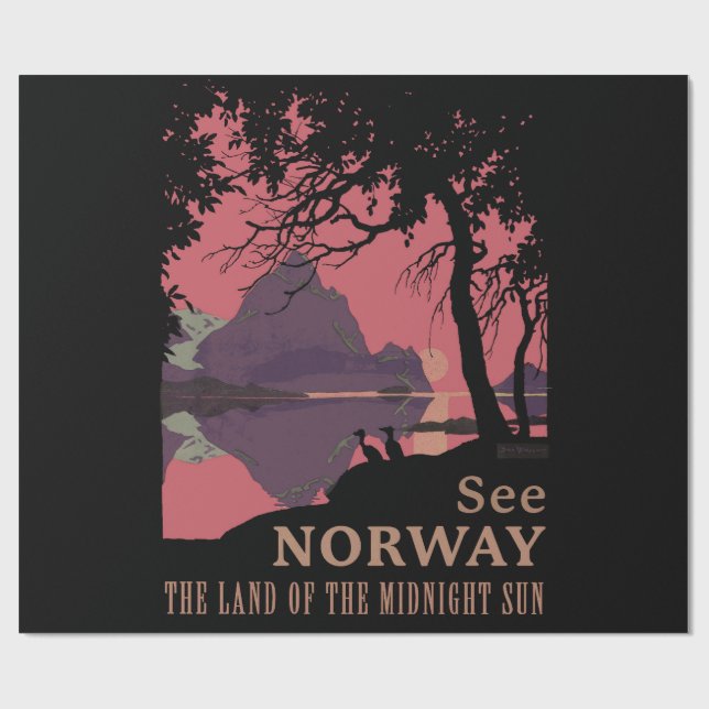 Papel De Presente Pôster Minimalista do Pôr do Sol na Noruega - Fior (Aberto)