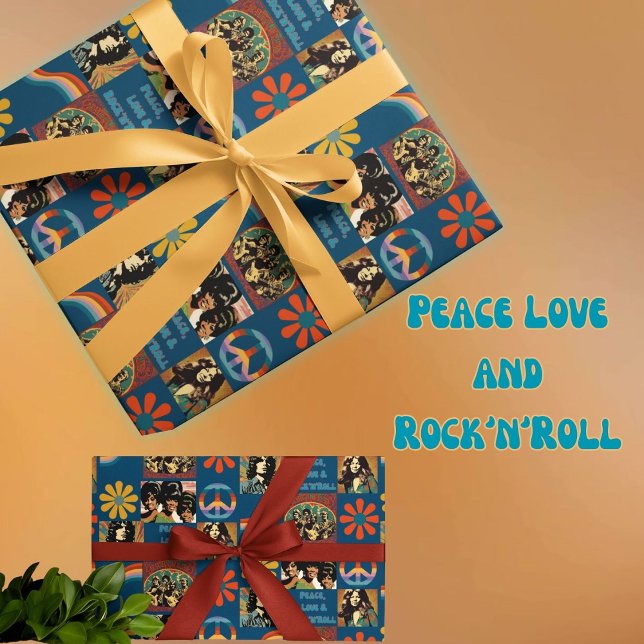 Papel De Presente Poster Rockstar de 1960 ("peace Love and Rock'n'Roll man. All on one extra cool gift paper. 60's rock icon posters and more. )