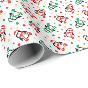 Papel De Presente Poucas crianças bonitos dos pinguins do Natal