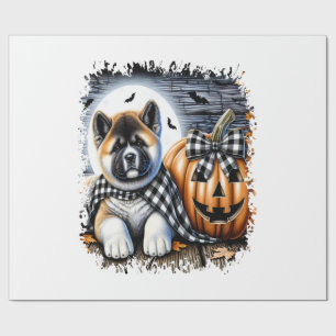 Papel De Presente Praça de Halloween do Cão Akita