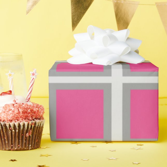 Papel De Presente Praça Rosa e Prata (Festa de aniversário)