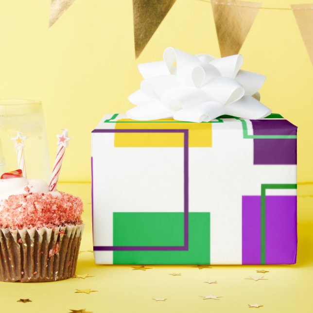 Papel De Presente Praças e contornos de Mardi Gras (Festa de aniversário)