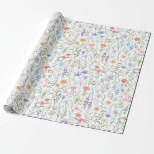 Papel De Presente Prado de Flores Silvestres Feminino Coquete