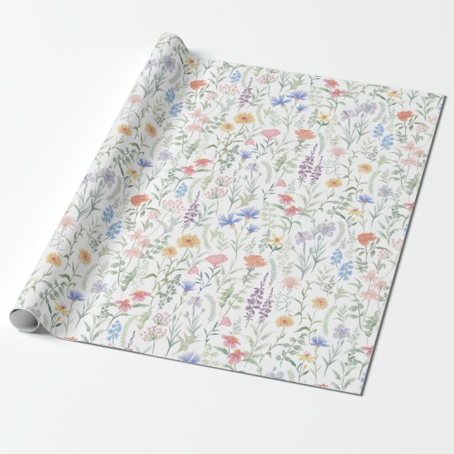 Papel De Presente Prado de Flores Silvestres Feminino Coquette (Desenrolado)