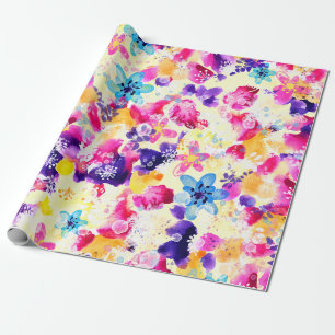 Papel De Presente Prado de Flores Silvestres Florais Rústicas