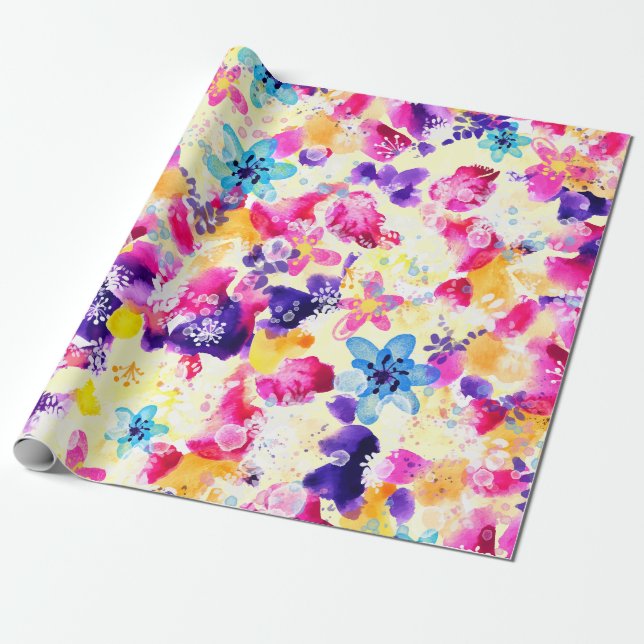 Papel De Presente Prado de Flores Silvestres Florais Rústicas (Desenrolado)