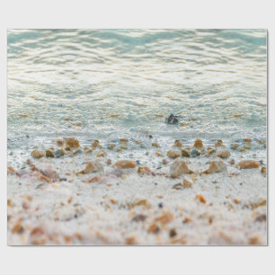 Papel De Presente Praia de Seixos Oceânicos