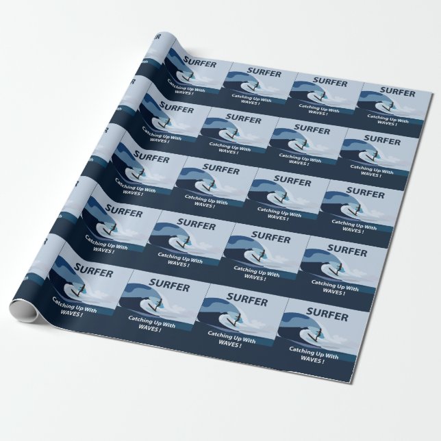 Papel De Presente Praia de Surfista Surfando (Desenrolado)