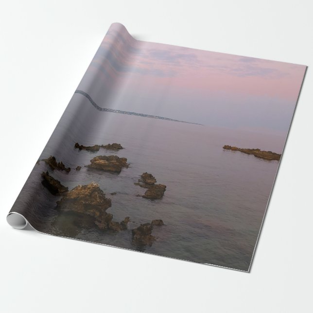 Papel De Presente Praia do sol rosa (Desenrolado)