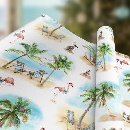 Papel De Presente Praia Tropical de Palmeiras de Natal