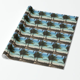 Papel De Presente Praia tropical protegida pelas palmas