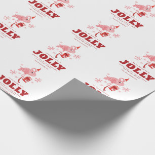 Papel De Presente Praia Tropical Rosa Flamingo, Jolly Festiva
