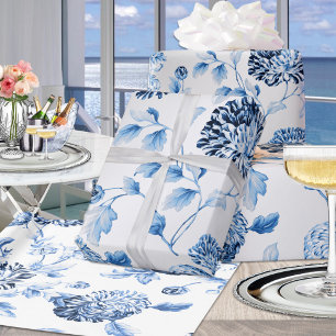 Papel De Presente Prata azul da senhora Moderno Vintage Grande