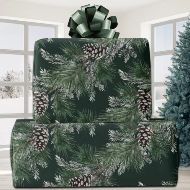 Papel De Presente Prata branca Prateada Prata Spruce Árvore Verde (Criador carregado)