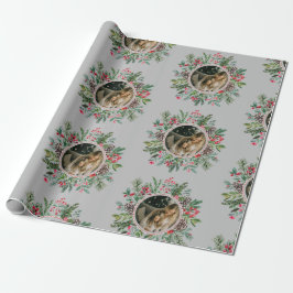 Papel De Presente Prata de Fotografias de Natal Elegante