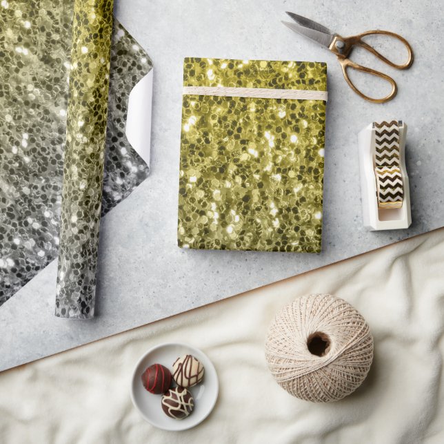 Papel De Presente Prata dourado brilho escuro glitter ombre  (Artesanato)