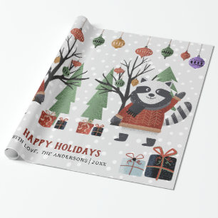 Papel De Presente Prateleiras e árvores Feliz Natal