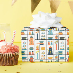 Papel De Presente Prateleiras modernas de Na moda retrô de meio sécu