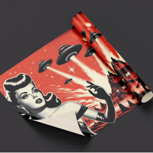 Papel De Presente Prato Voador Antigo Pin-up