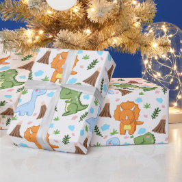 Papel de Presente Pré-Histórico Divertido para Cri