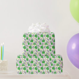 Papel De Presente Pré-ppy Tênis Raquets and Balls Green