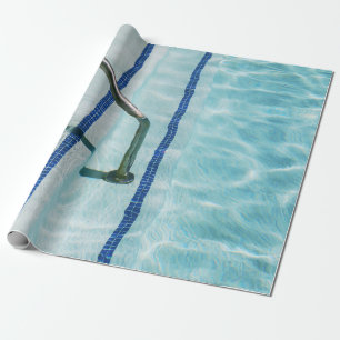 Papel De Presente Precinta preta na piscina de natação azul