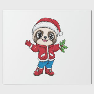 Papel De Presente Preguiça de desenho animado vestindo Natal