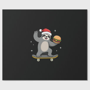 Papel De Presente PREGUIÇA DE NATAL Preguiça engraçada de skate de N