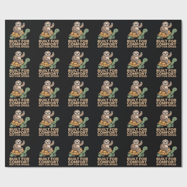 Papel De Presente Preguiça Engraçada Montando Tartaruga (Aberto)