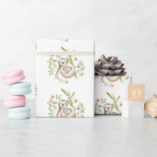 Papel De Presente Preguiças mãe e bebê  