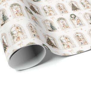 Papel De Presente Preparativos tradicionais de Natal da família de r