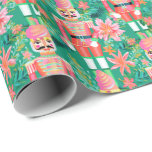 Papel De Presente Preppy Christmas Watercolor Green Nutcracker<br><div class="desc">PreppyPrint.com - Celebre o Natal no estilo Palm Beach! Transfira este design para os produtos de sua escolha também! Visite minha loja de designers,  PreppyPrint.com,  para coordenar itens.</div>