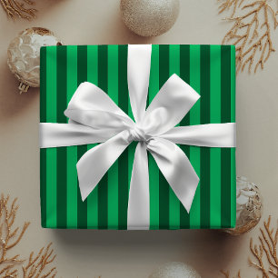 Papel De Presente Preppy Esmeralda Verde Listras Natal Clássico