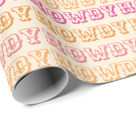 Papel De Presente Preppy Girly Howdy Laranja Quente Rosa