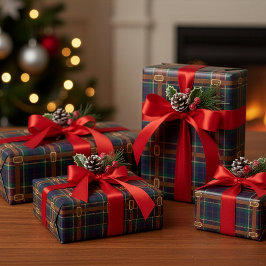 Papel De Presente Preppy Lux Natal Xadrez