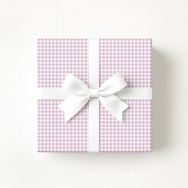 Papel De Presente Preppy Pastel pink / Lilac Gingham Wrapping Paper (Criador carregado)