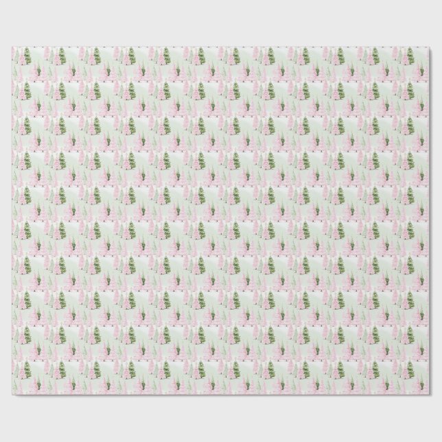Papel De Presente Preppy Pink Christmas Trees (Aberto)