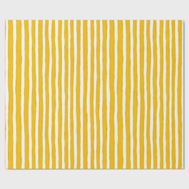 Papel De Presente Preppy Summer Yellow and White Wrapping Paper (Aberto)