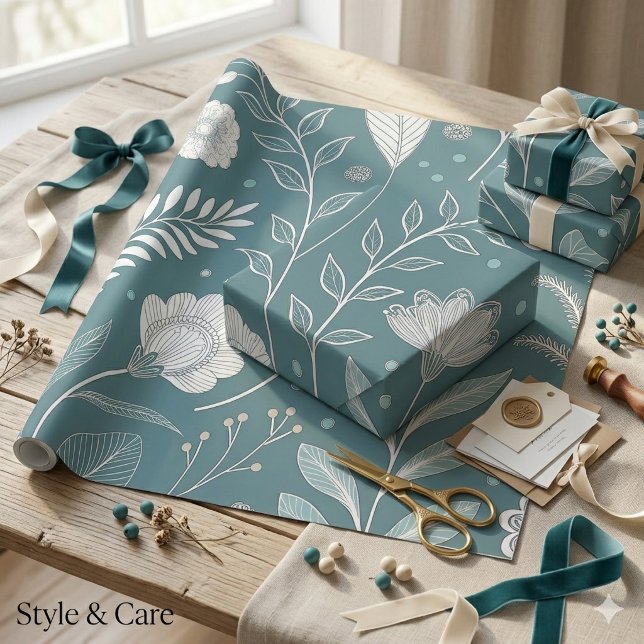 Papel De Presente Presente Abstrato Transparente Floral Elegante (Elegant Floral Transparent Abstract Gift Wrapping Paper)
