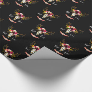 Papel De Presente Presente boémio Bull do Hippie da flor do crânio