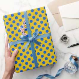 Papel De Presente Presente Bolinhas Azul E Amarelo Na Ucrânia