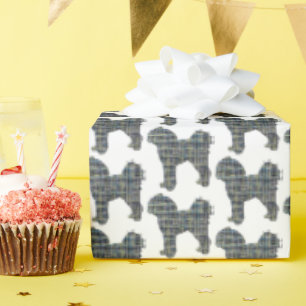 Papel De Presente Presente Branco da Linha de Grade Amarela e Preta