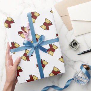 Papel De Presente Presente branco de padrão de Arco Dourado vermelho