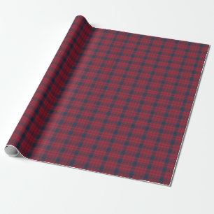 Papel De Presente Presente Clássico de Crimson e Xadrez Azul-Marinho