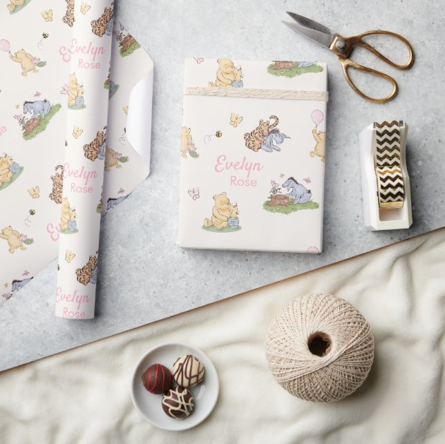 Papel De Presente Presente Clássico do Chá de Bebê da Menina Rosa Wi (Artesanato)