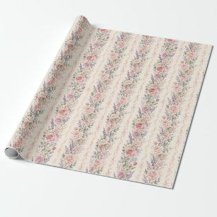 Papel De Presente Presente de aguarela de listra floral de lavanda r