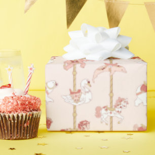 Papel De Presente Presente de animais carrossel, cor-de-rosa e Doura